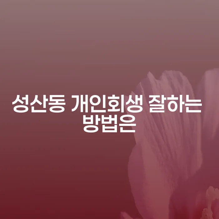 성산동 개인회생 잘하는 방법은
