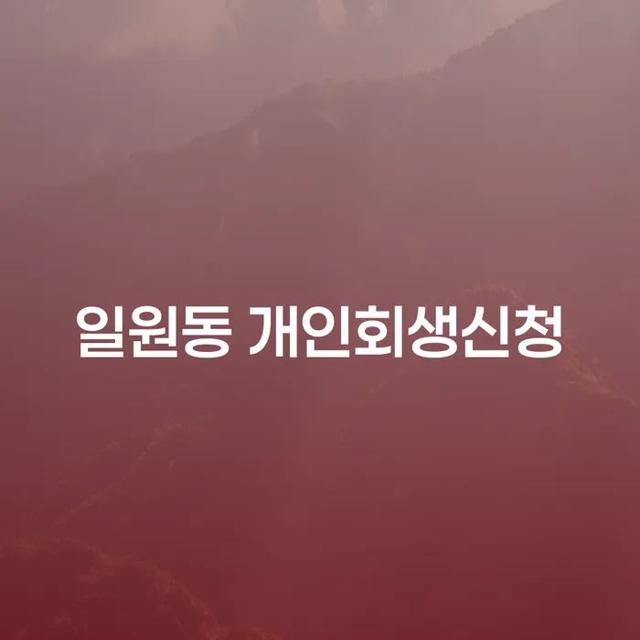 일원동 개인회생신청, 지금 해야 할까요?
